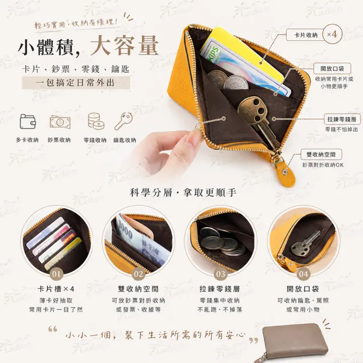 牛皮極薄 L 型零錢短夾｜日本品牌皮夾 圖3